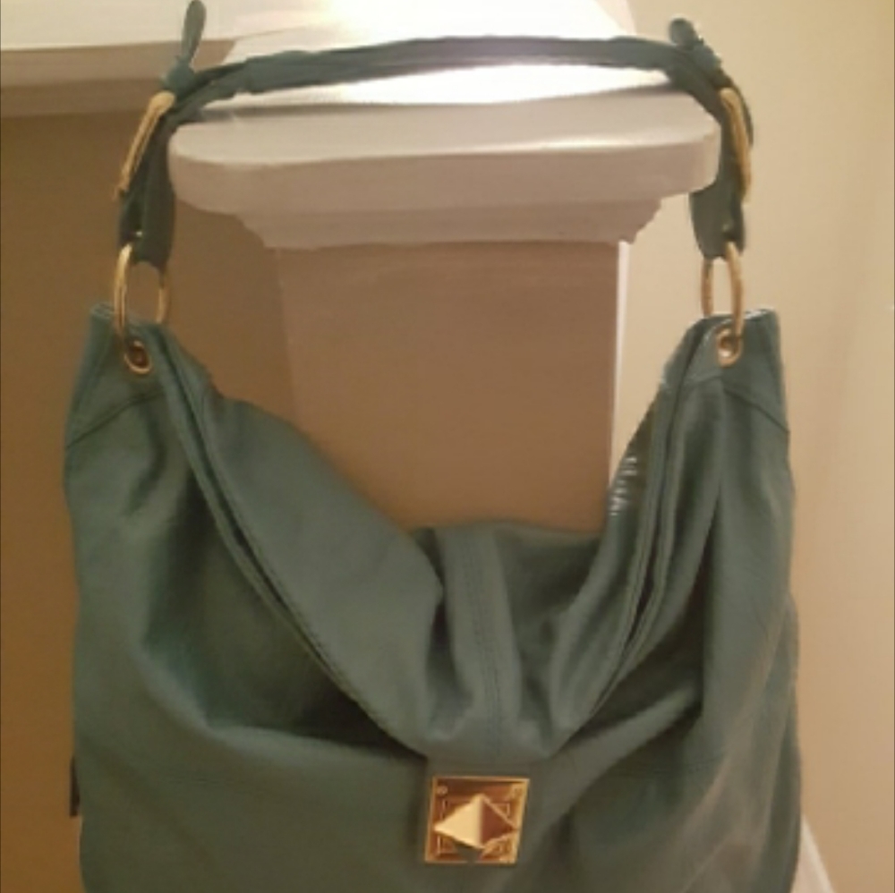 Turquoise Hobo Bag w/Gold Accents